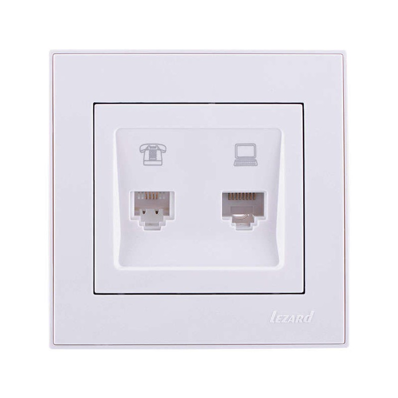 Розетка компьютерная 2-м СП Rain RJ45 бел. LEZARD 703-0202-141