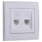Розетка компьютерная + телефонная 2-м СП Rain RJ45 + RJ11 с хром. боковой вставкой бел. LEZARD 703-0225-143 Розетка компьютерная + телефонная 2-м СП Rain RJ45 + RJ11 с хром. боковой вставкой бел. LEZARD 703-0225-143