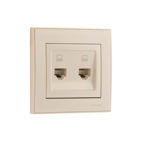 Розетка компьютерная 2-м СП Rain RJ45 жемчуж./бел. перламутр. LEZARD 703-3030-141