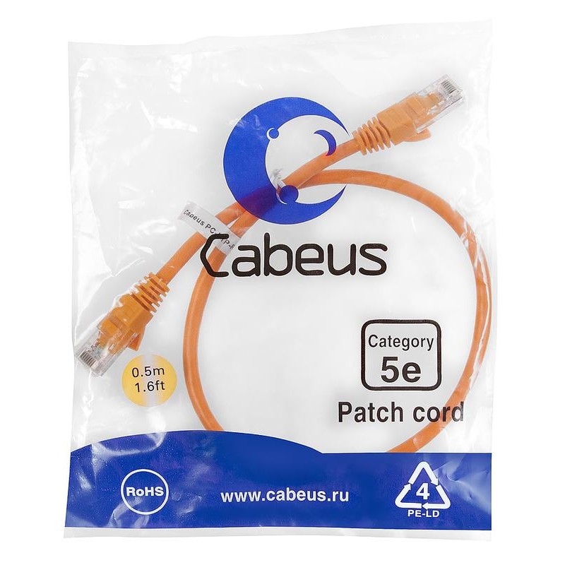 Патч-корд U/UTP кат.5E 2xRJ45/8p8c неэкранир. PVC 0.5м оранж. Cabeus 7670c Патч-корд U/UTP кат.5E 2xRJ45/8p8c неэкранир. PVC 0.5м оранж. Cabeus 7670c