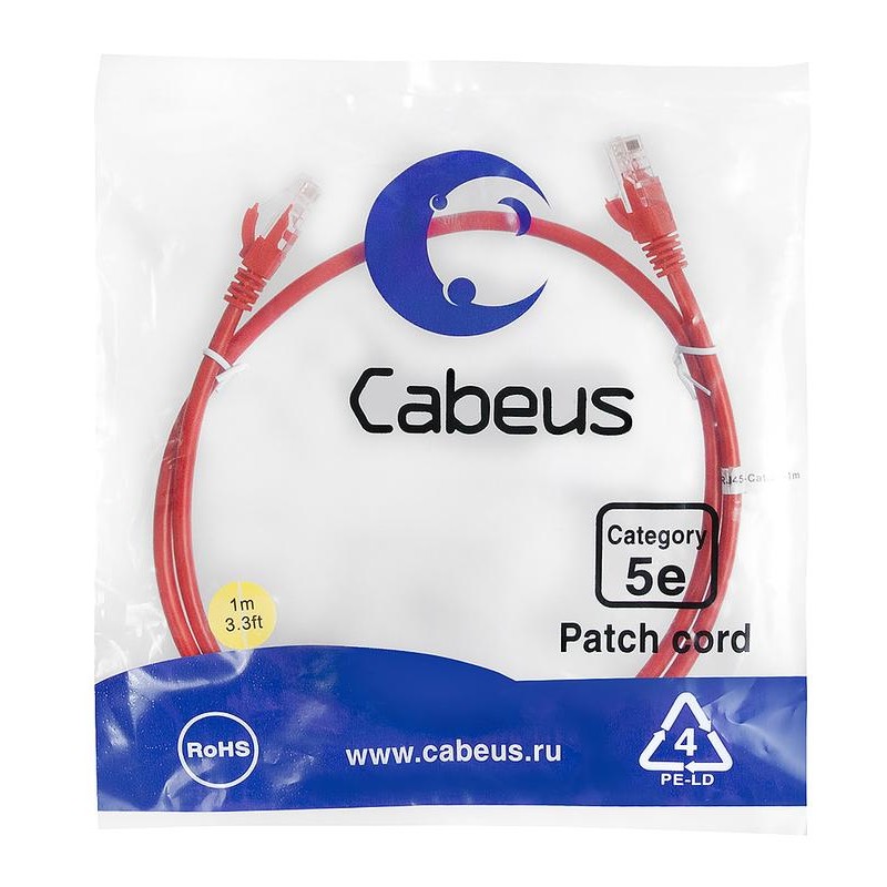 Патч-корд U/UTP кат.5E 2xRJ45/8p8c неэкранир. PVC 1м красн. Cabeus 7674c Патч-корд U/UTP кат.5E 2xRJ45/8p8c неэкранир. PVC 1м красн. Cabeus 7674c