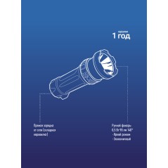 Фонарь аккумуляторный 2 режима 0.5Вт аккум. 0.3А.ч прямое ЗУ 220В КОСМОС KOCAcc102LED
