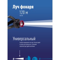 Фонарь аккумуляторный налобный H1W LED 1Вт 2 режима аккум. 0.5А.ч ЗУ 220В КОСМОС KOCAccuH1WLED
