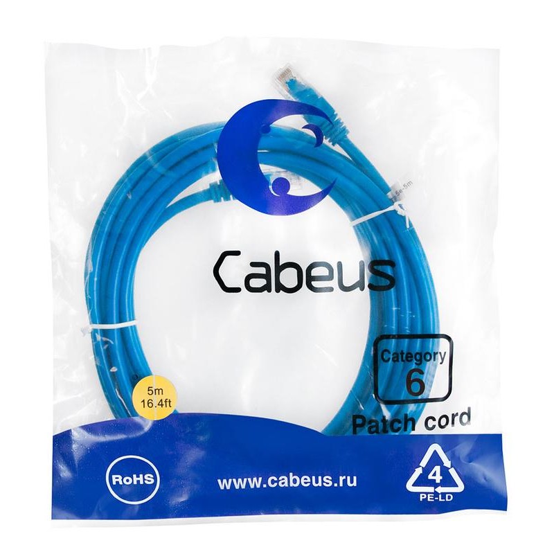 Патч-корд U/UTP кат.6 2xRJ45/8p8c неэкранир. P син. Cabeus8681c Патч-корд U/UTP кат.6 2xRJ45/8p8c неэкранир. P син. Cabeus8681c