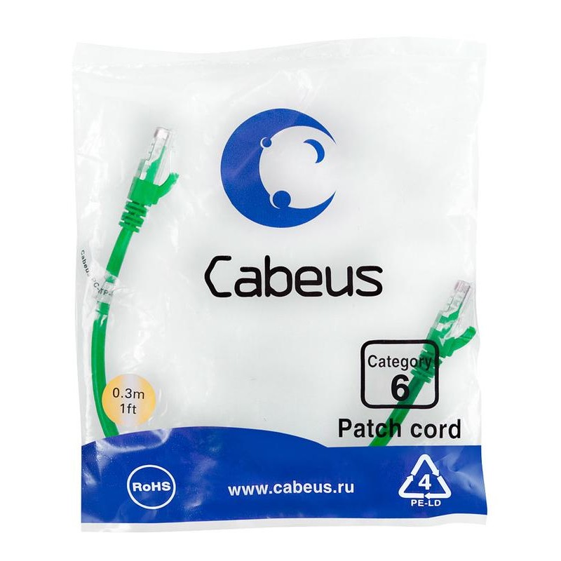 Патч-корд U/UTP кат.6 2xRJ45/8p8c неэкранир. PVC 0.3м зел. Cabeus 8682c Патч-корд U/UTP кат.6 2xRJ45/8p8c неэкранир. PVC 0.3м зел. Cabeus 8682c