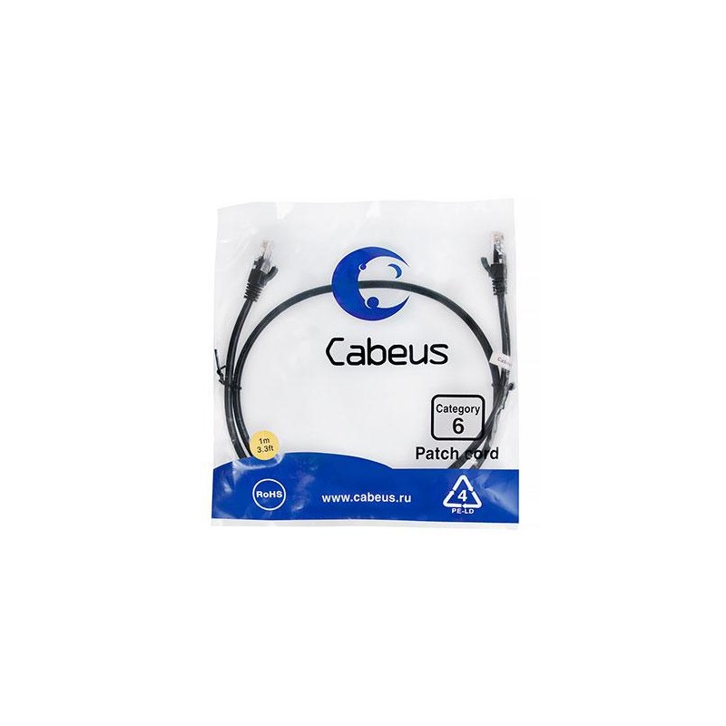 Патч-корд U/UTP кат.6 2xRJ45/8p8c неэкранир. PVC 1м черн. Cabeus 8663c Патч-корд U/UTP кат.6 2xRJ45/8p8c неэкранир. PVC 1м черн. Cabeus 8663c