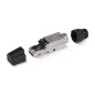 Коннектор 8P8C-SH-C6+ -TWP с фиксатором кабеля и колпачком RJ-45(8P8C) под витую пару категория до 6a экран. для ож кабеля для т