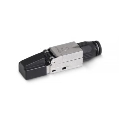 Коннектор 8P8C-SH-C6+ -TWP с фиксатором кабеля и колпачком RJ-45(8P8C) под витую пару категория до 6a экран. для ож кабеля для т