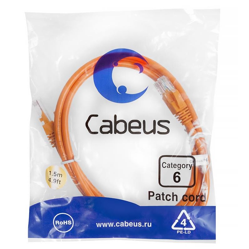 Патч-корд U/UTP кат.6 2xRJ45/8p8c неэкранир. PVC 1.5м оранж. Cabeus 8699c Патч-корд U/UTP кат.6 2xRJ45/8p8c неэкранир. PVC 1.5м оранж. Cabeus 8699c