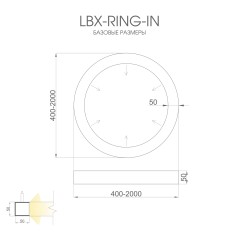 Светильник светодиодный RVE-LBх-RING-IN-1000-P 86Вт 4000К 1000х1000х50мм S53мм кольцо подвесной бел. RVElektro RVE00000848