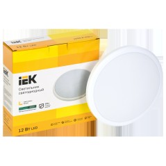 Светильник светодиодный ДПБ 3001 12Вт IP54 4000K круг бел. IEK LDPB0-3001-12-4000-K01