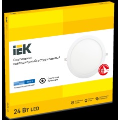 Светильник светодиодный ДВО 1610 24Вт 6500К IP20 встраив. круг бел. IEK LDVO0-1610-1-24-6500-K01