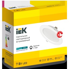 Светильник светодиодный ДВО 1611 7Вт 4000К IP20 встраив. круг бел. IEK LDVO0-1611-07-4000-K01