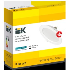 Светильник светодиодный ДВО 1612 9Вт 4000К IP20 встраив. круг бел. IEK LDVO0-1612-09-4000-K01