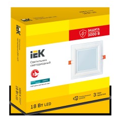 Светильник светодиодный ДВО 1625 18Вт 4000К IP20 встраив. со стекл. квадр. IEK LDVO0-1625-18-4000-K01
