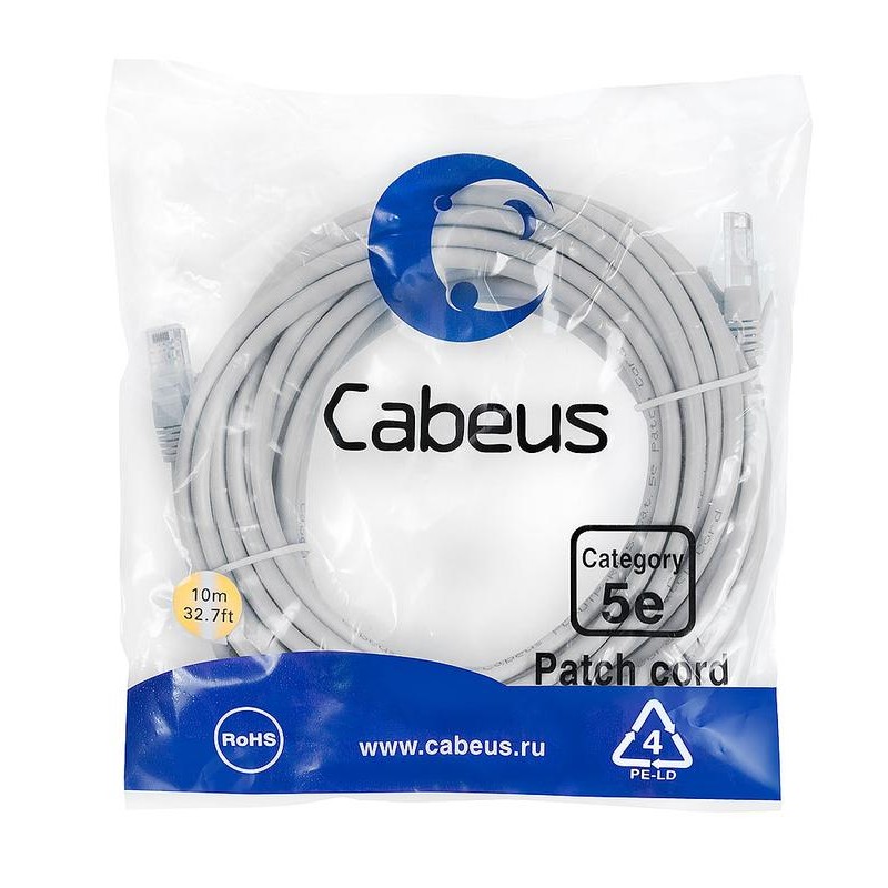 Патч-корд U/UTP кат.5E 2xRJ45/8p8c неэкранир. LSZH 15м сер. Cabeus 9592c Патч-корд U/UTP кат.5E 2xRJ45/8p8c неэкранир. LSZH 15м сер. Cabeus 9592c