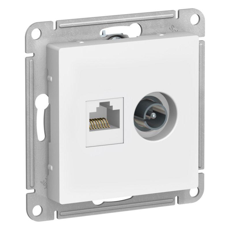 Розетка компьютерная + телевизионная 2-м AtlasDesign RJ45 кат.5E лотос SE ATN001389 Розетка компьютерная + телевизионная 2-м AtlasDesign RJ45 кат.5E лотос SE ATN001389