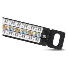 Патч-панель 19дюйм 0.5U 24 порта RJ45 кат.5E Dual IDC PLHD-24-Cat.5e-Dual-180-0.5U 180град. высокой плотн. с задн. кабельн. орга
