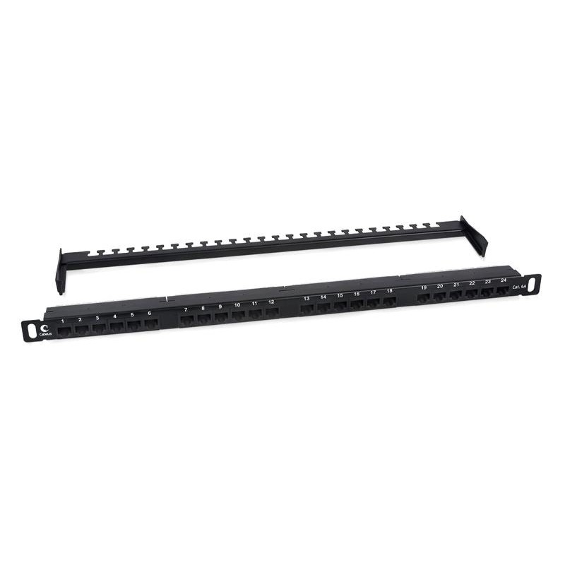 Патч-панель 19дюйм 0.5U 24 порта RJ45 кат.6A Dual IDC 180град. высокой плотности с задн. кабельн. организатором Cabeus 9665c Патч-панель 19дюйм 0.5U 24 порта RJ45 кат.6A Dual IDC 180град. высокой плотности с задн. кабельн. организатором Cabeus 9665c