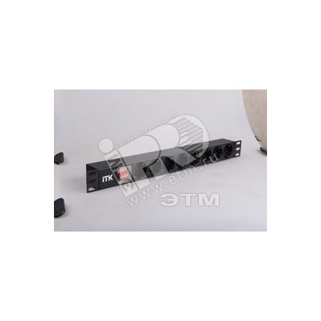 Блок розеток 8-м PDU 1U вх. C14 немецк. стандарт с LED-выкл. без шнура алюм. профиль ITK PH12-8D3