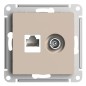 Розетка компьютерная + телевизионная 2-м AtlasDesign RJ45 кат.5E песочн. SE ATN001289