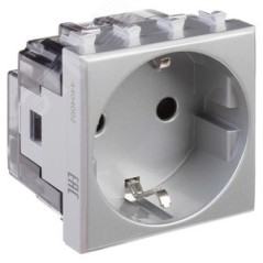 Розетка 1-м 2мод. Avanti "Закаленная сталь" 16А 2P+E защ. шторки сер. DKC 4404002