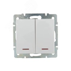 Выключатель 2-кл. СП Rain IP20 с подсветкой механизм бел. LEZARD 703-0288-112
