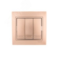 Выключатель 3-кл. СП Mira 10А со вставкой свет. корич. перламутр. LEZARD 701-3131-109