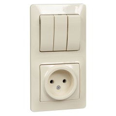 Блок комбинированный Glossa (розетка + 3-кл. выкл.) беж. SE GSL000276