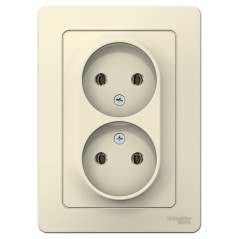 Розетка 2-м СП Blanca 16А IP20 250В без заземл. без защ. шторок молоч. SE BLNRS000022