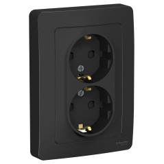 Розетка 2-м СП Blanca 16А IP20 250В с заземл. защ. шторки антрацит SE BLNRS001126