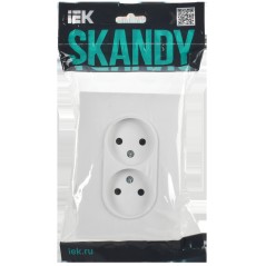 Розетка 2-м SKANDY 10А без заземл. без защ. шторок в сборе SK-R10W арктич. бел. IEK SK-R20-10-K01-F