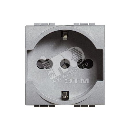 Розетка 1-м СП 2мод. LivingLight 16А IP20 2P+E с центр. и боков. заземл. защ. шторки алюм. Leg BTC NT4140