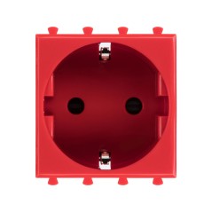 Розетка 1-м 2мод. Avanti "Красный квадрат" 16А IP20 2P+E защ. шторки красн. DKC 4401002