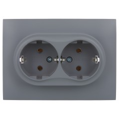 Розетка 2-м SKANDY 16А с заземл. без защ. шторок в сборе SK-R08Gr сер. IEK SK-R21-16-K03-F