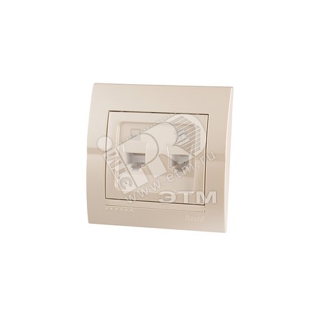Розетка компьютерная + телефонная 2-м СП Deriy RJ45 + RJ11 IP20 жемчуж./бел. метал. LEZARD 702-3030-143
