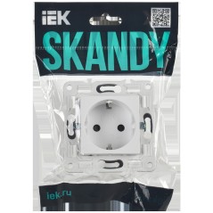 Розетка SKANDY 16А с заземл. защ. штроки б/к SK-R06W арктич. бел. IEK SK-R14-16-1-K01