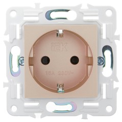 Розетка SKANDY 16А с заземл. защ. штроки б/к SK-R06Sa песочн. IEK SK-R14-16-1-K98