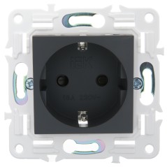 Розетка SKANDY 16А с заземл. защ. штроки б/к SK-R06G графит IEK SK-R14-16-1-K53