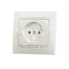 Розетка 1-м СП Mira 16А IP20 без заземл. со вставкой керамика крем. LEZARD 701-0303-121