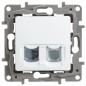 Розетка компьютерная + телефонная 2-м СП Etika RJ45 + RJ11 кат.5E UTP механизм бел. Leg 672252 Розетка компьютерная + телефонная 2-м СП Etika RJ45 + RJ11 кат.5E UTP механизм бел. Leg 672252