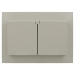 Розетка 2-м SKANDY 16А IP44 с крышкой в сборе SK-R12B беж. IEK SK-R26-16-44-K10-F