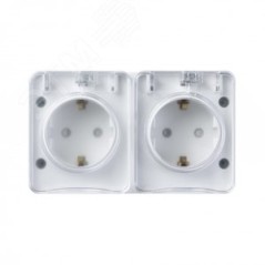 Розетка 2-м ОП AtlasDesign Profi54 16А IP54 250В с заземл. защ. шторки бел. SE ATN540126