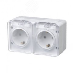 Розетка 2-м ОП AtlasDesign Profi54 16А IP54 250В с заземл. защ. шторки бел. SE ATN540126