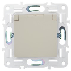 Розетка 1-м SKANDY 16А IP44 с заземл. защ. штроки с крышкой SK-R11B беж. IEK SK-R16-16-44-K10