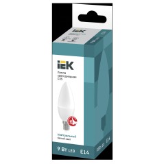 Лампа светодиодная Eco 9Вт C35 свеча 4000К нейтр. бел. E14 230В IEK LLE-C35-9-230-40-E14