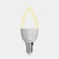 Лампа светодиодная LED-C37 7W/3000K/E14/FR/DIM PLP01WH Яркая 7Вт свеча матовая 3000К тепл. бел. E14 диммир. (упак. картон) Uniel