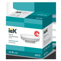Лампа светодиодная 12Вт T110 таблетка 4000К нейтр. бел. GX70 230В IEK LLE-T110-12-230-40-GX70