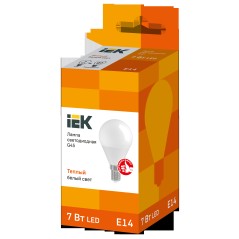 Лампа светодиодная Eco G45 7Вт шар 3000К тепл. бел. E14 630лм 230-240В IEK LLE-G45-7-230-30-E14