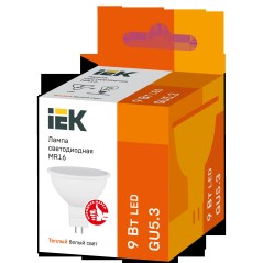 Лампа светодиодная MR16 софит 9Вт 230В 3000К GU5.3 IEK LLE-MR16-9-230-30-GU5